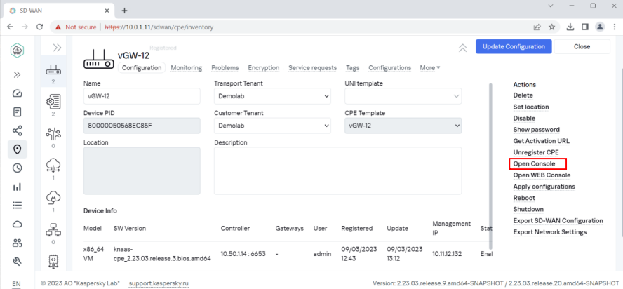 Кнопка Open Console меню CPE Inventory.png
